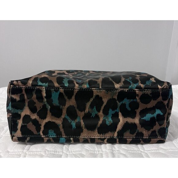 Coach Ocelot Print Tote Teal F25282 Black Teal Brown Shoulder Handbag w Hangtags - Picture 6 of 14